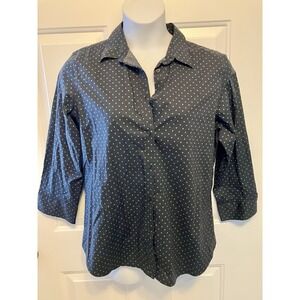 Lauren Ralph Lauren Dark Blue Polka Dot Button-Down Shirt